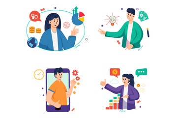 Digital Marketing Character Illustration Set
