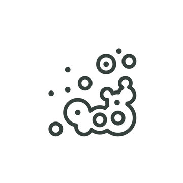 Thin Outline Icon Mould Spores, Mold Damage, Mildew or Fungus. Such Line Sign as Mold Bacteria Removal, Moldy Remediation. Vector Isolated Pictogram on White Background Editable Stroke.