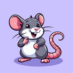 illustration of a cartoon cute ratt or mouse on isolated Background for kindergarten book
