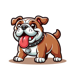 illustration of a cartoon baby bulldog on isolated Background for kindergarten book