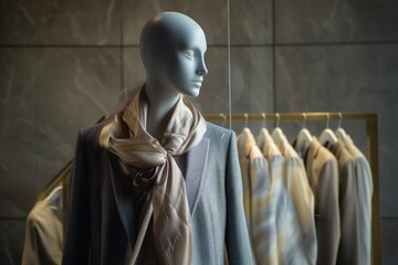 mannequin with a blazer and a casually draped silk scarf