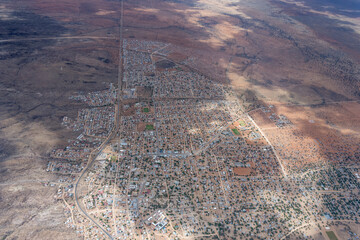 Rehoboth town aerial from south,  Namibia