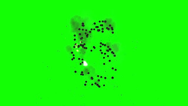 Number 6 formed with bullet shots on green screen background
