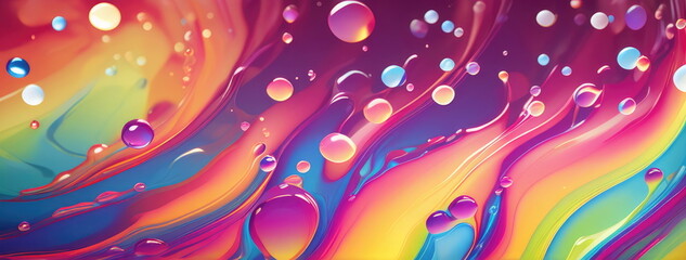 Vivid Liquid Rainbow with Floating Spheres