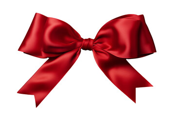 High-Resolution Red Ribbon Bow PNG - Elegant Gift Wrap Element on Transparent Background
