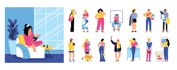 Fototapeta premium Trendy women in flat design