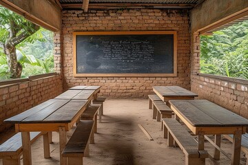 Naklejka premium Chalkboard Classroom: A Monthly Meeting Space Generative AI