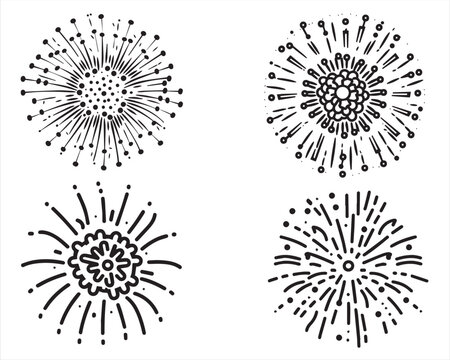 Firework Celebration Decor Vector Drawn By Hands Vector illustration On White Background