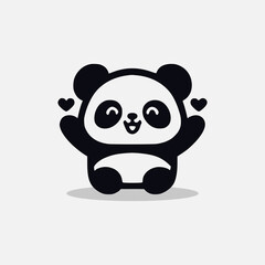 Panda flat logo vector template on white background