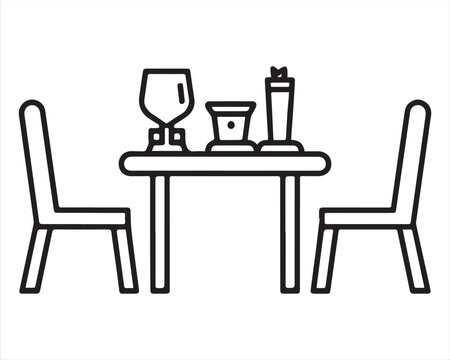 Dining table icon on white Background Vector illustration