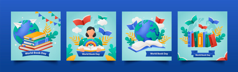 World book day cartoon card set