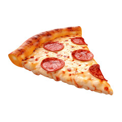3d slice of pepperoni pizza isolated on transparent background, png
