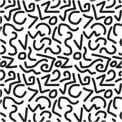 Collection of Memphis patterns - seamless illustration, Black and white mosaic texture.