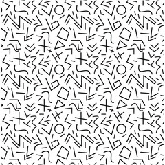 Collection of Memphis patterns - seamless illustration, Black and white mosaic texture.