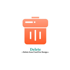 Trash can vector icon in modern style isolated on white background.  trash, delete, clean and recycle concept icon for web and mobile design.  gradient colored style.
