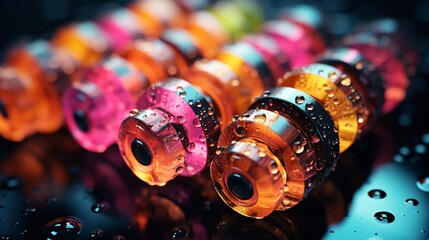 Colorful rain-colored dumbbells with weights