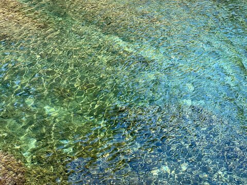 Glittering sea water amazing clear rippled surface. 