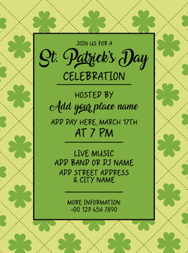 St Patrick's day party poster flyer social media post design