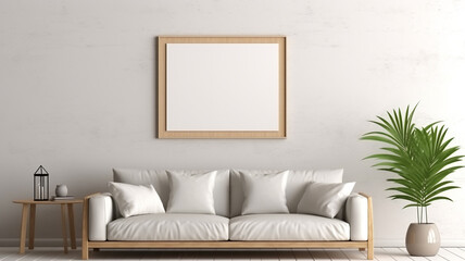 frame mockup in home interior background in living room