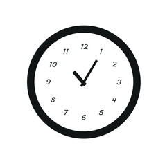 Clock icon in flat style, timer on color background. Vector design element