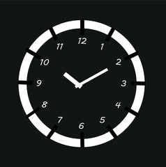 Clock icon in flat style, timer on color background. Vector design element