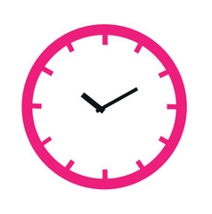 Clock icon in flat style, timer on color background. Vector design element