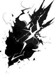 a drawing line art comic manga effect lightning power thunder, isolate with white background generate AI