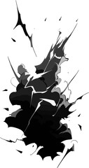 a drawing line art comic manga effect lightning power thunder, isolate with white background generate AI