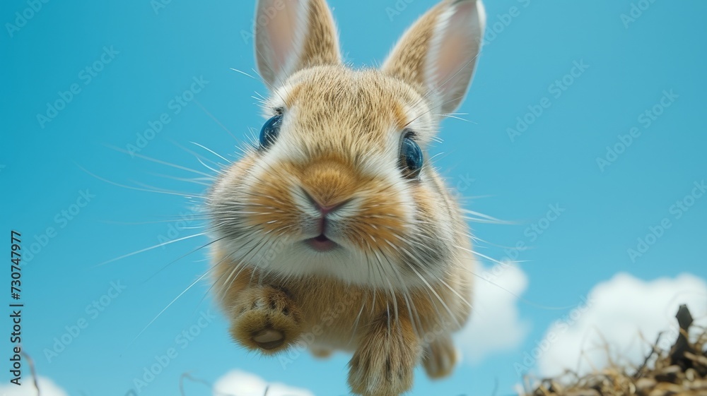 Wall mural a sweet bunny looks curious