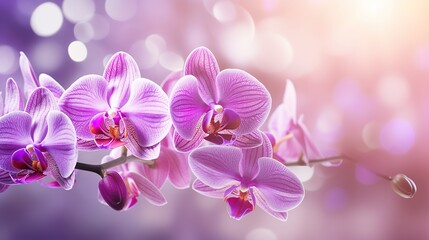 Fototapeta na wymiar Orchid Flower On Blurred Background. Decoration, Love Concept, generative ai