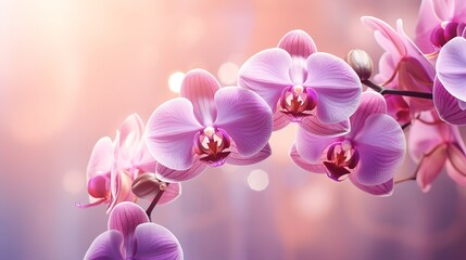 Orchid Flower On Blurred Background. Decoration, Love Concept, generative ai