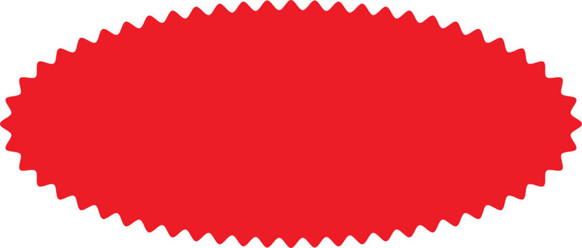 Starburst red sticker set - collection of special offer sale oval and round shaped sunburst labels and badges. Red starburst, sunburst, stamp, seal, label or burst, badge, sticker. Vector.