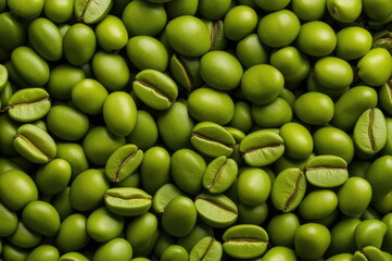 Fresh Green Coffee Beans Close-Up