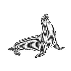 Fototapeta na wymiar Simple line art illustration of a seal 3