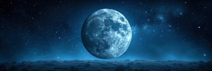 Fototapeta na wymiar Blue Blood Lunar Dark Night Star, Background Banner HD