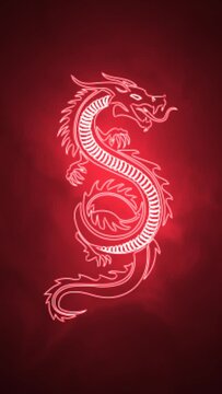 Drag&oacute;n chino elettrico luz luces china simbolo rojo neon iluminaci&oacute;n animaci&oacute;n animado