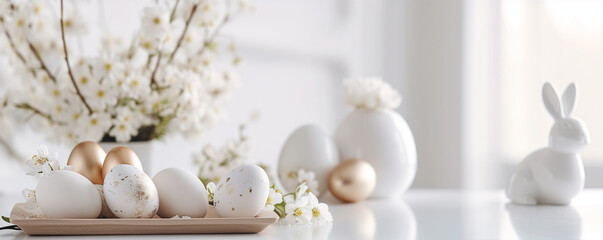 Fototapeta na wymiar Easter luxury background with rabbit