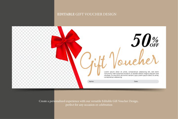 Gift voucher coupon discount banner minimal modern black and white, promotion for luxury hotel resort and spa travel, elegant beauty, clinic, cosmetic, e-commerce promotion, editable vector template