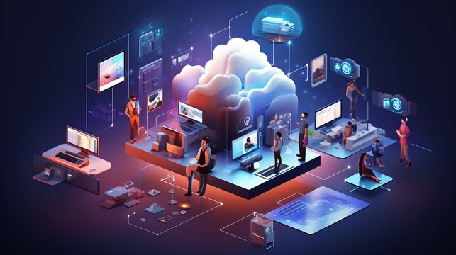 Tech solutions: modern illustration - Powered by Adobe