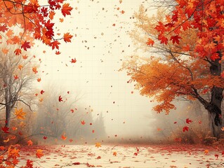 Fall Frenzy: A Blur of Orange Leaves and Autumnal Flair Generative AI