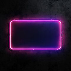 glowing empty blank pink neon sign frame 