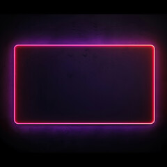 glowing pink neon sign  purple glow frame over black