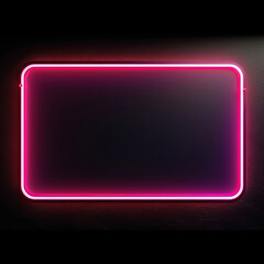 glowing pink neon sign frame over black