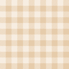 Buffalo Plaid seamless patten. Vector checkered brown and beige plaid textured background. Traditional gingham fabric print. Flannel plaid texture for fashion, print, design.