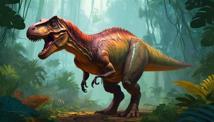 Foto auf Acrylglas Dinosaurier Tyrannosaurus rex dinosaurus trex in the jungle 3