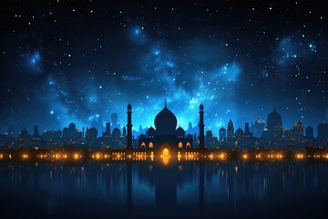 Fototapeta premium Ramadan kareem islamic or ied mubarak greeting card background