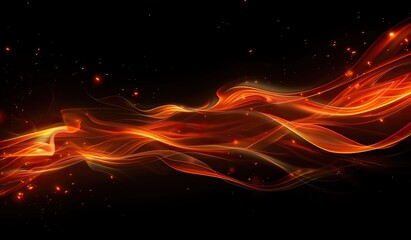 Fototapeta premium Red and Yellow Fire Swirl on Black Background