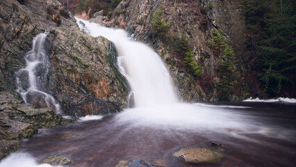 River waterfall with motion blur effect in Wallonia