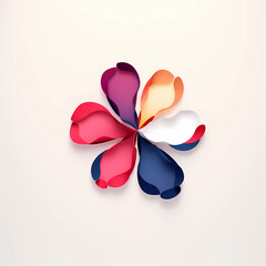 Logo for a chain of flower shops in a minimalist style; flower with multi-colored petals with 3D effect and shadows on a white background