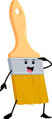Cartoon funny paintbrush diy, building and repair tool character. Isolated vector personage with wide flat bristles, eagerly waiting to transform blank canvases or walls into imaginative masterpieces